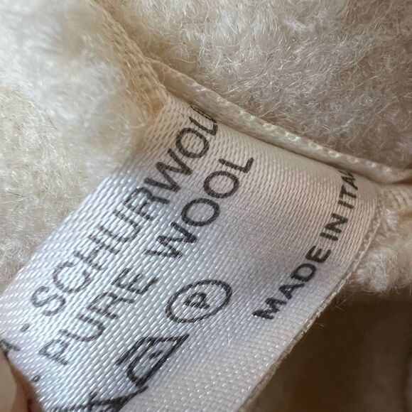 Vintage J. Kaufmann Wool Jacket Coatigan Ribbed Knit Trim Long Cream - Picture 7 of 14